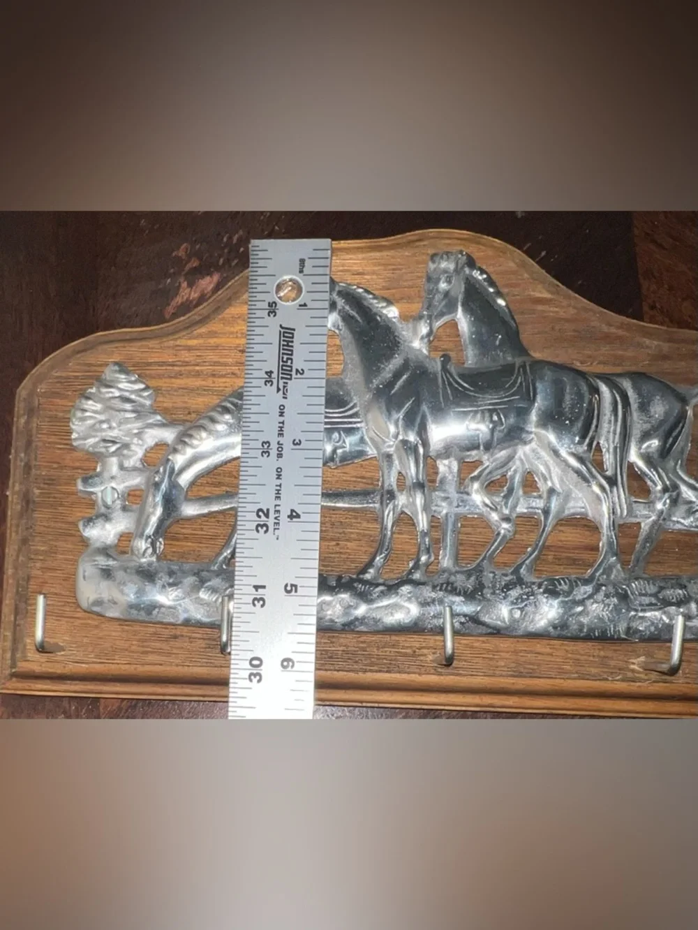 Vari Disenos Ismael Valenzuela Romo Wood Pewter Horse Hanging Key Holder Mexico